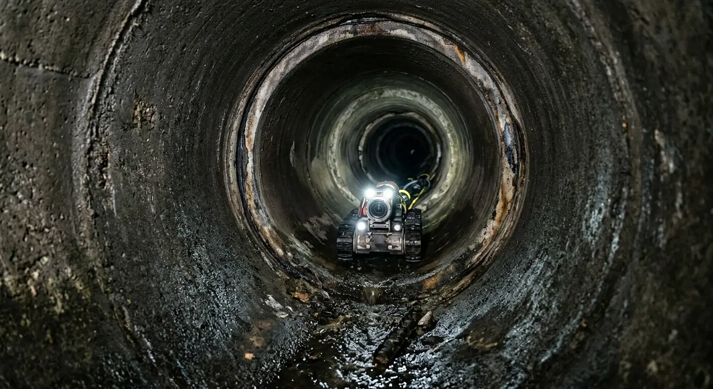 Robotic sewer camera inspecting pipe interior for Drain Snake Service in Homestead